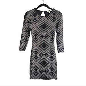 Charlotte Russe Semi Sheer Sparkle Geometric Bodycon Mini Dress XS